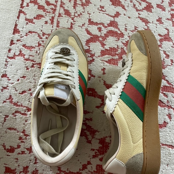 Gucci- web leather & suede Sneakers - Picture 3 of 6